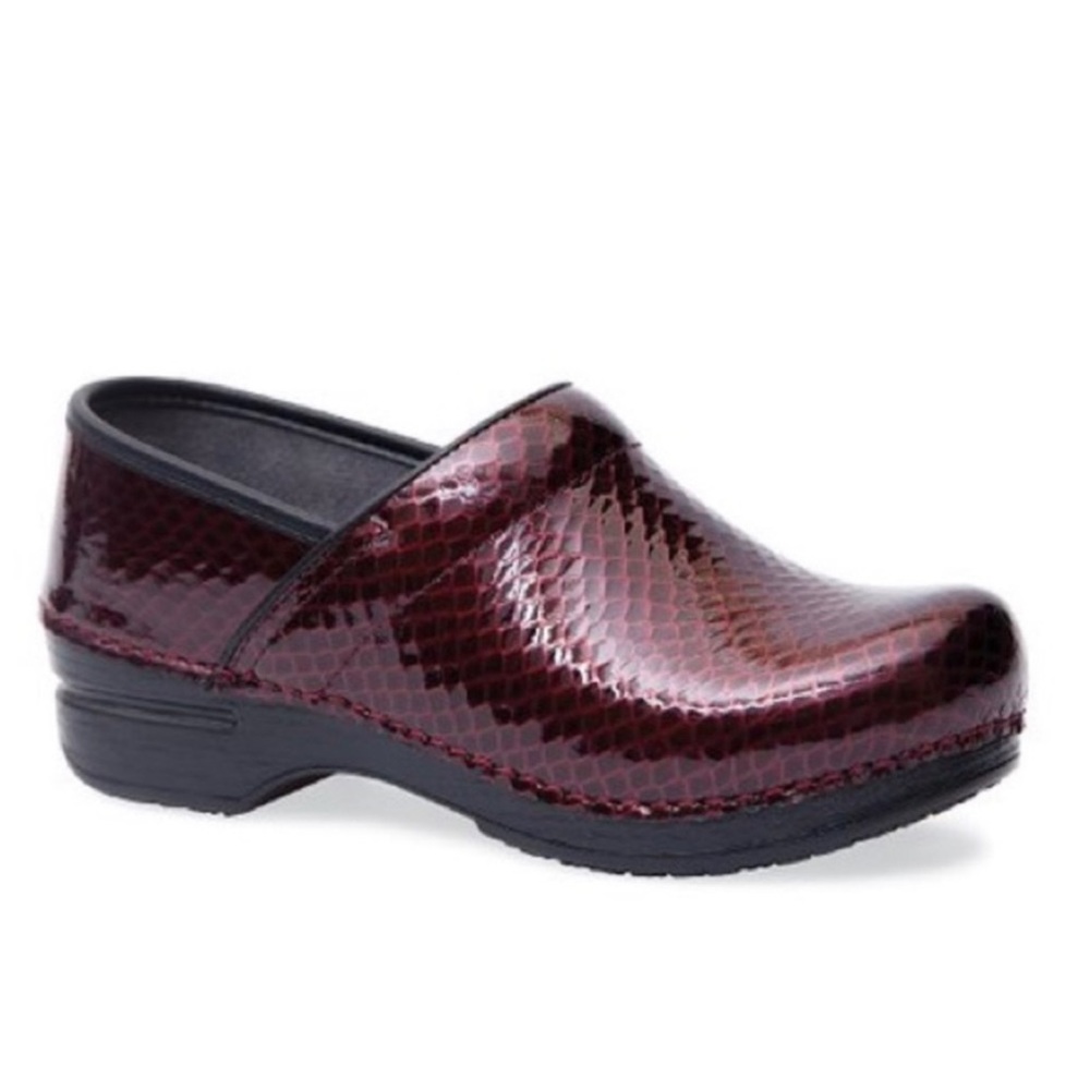 Dansko Women’s Burgundy Snake-Embossed Clog